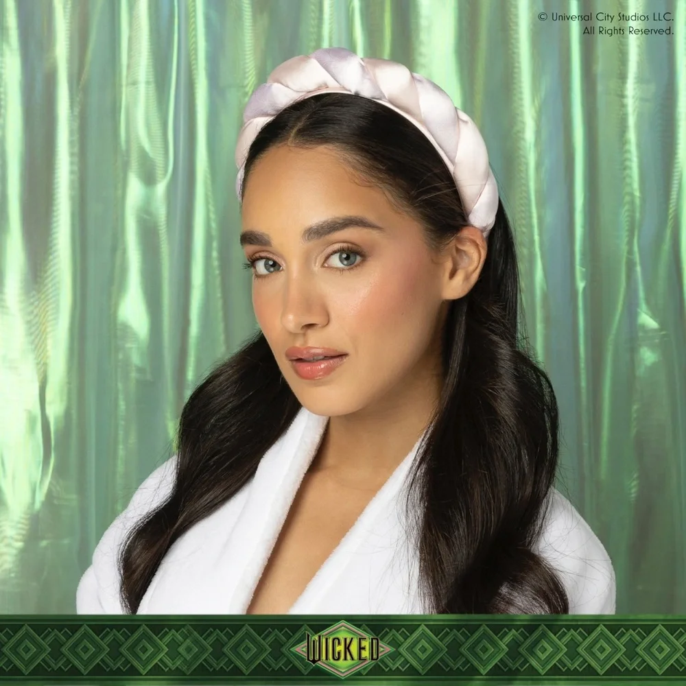 Wicked Glinda Self-Care Collection: Satin Sleep Set, Hair Towel, Spa Headband - Picture 3 of 16